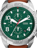 Fossil Bronson Chronograph Green Dial Brown Leather Strap Watch for Men - FS5738 Buy Now By Fossil
