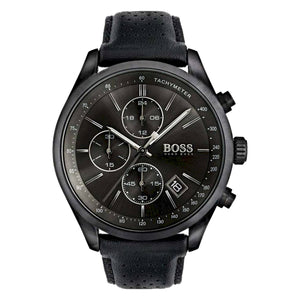 Hugo Boss Grand Prix Black Dial Black Leather Strap Watch for Men - 1513474 Buy Now By Hugo Boss