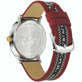 Versace V Circle Silver Dial Two Tone Leather Strap Watch for Men - VEBQ01319 Buy Now By Versace