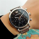 Emporio Armani Luigi Black Dial Silver Steel Strap Watch For Men - AR1894 Buy Now By Emporio Armani
