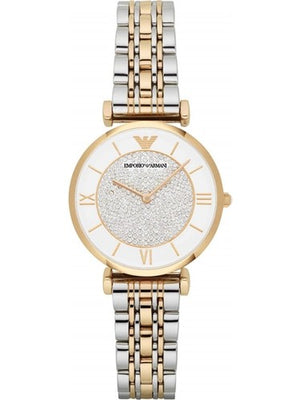 Emporio Armani Gianni T Bar Analog White Dial Two Tone Steel Strap Watch For Women - AR2076 Buy Now By Emporio Armani