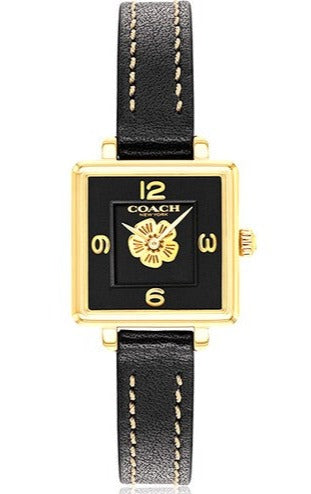 Coach Black Square Dial Black Leather Strap Watch for Women - 14503695 Buy Now By Coach