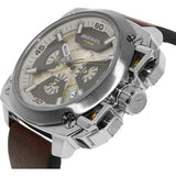 Diesel BAMF Chronograph Beige Dial Brown Leather Strap Watch For Men - DZ7343 Buy Now By Diesel