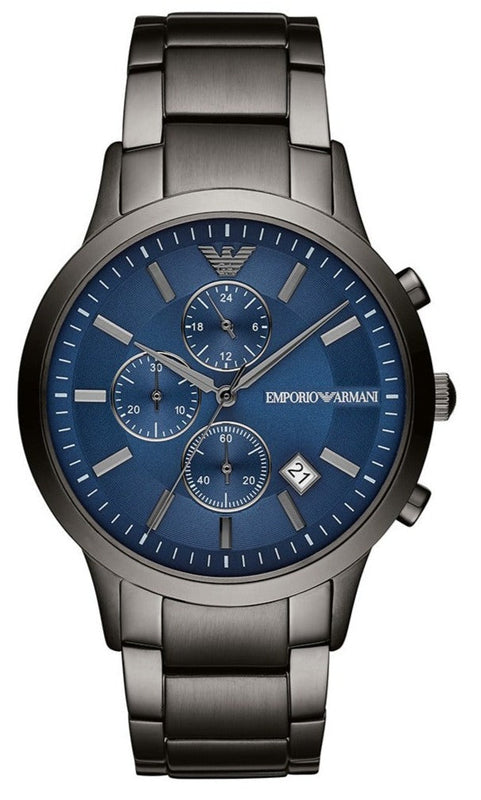 Emporio Armani Renato Chronograph Blue Dial Grey Steel Strap Watch For Men - A11215 Buy Now By Emporio Armani