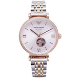 Emporio Armani Gianni T-Bar Analog White Dial Two Tone Steel Strap Watch For Women - AR60019 Buy Now By Emporio Armani
