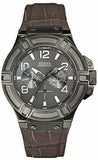 Guess Rigor Analog Quartz Black Dial Brown Leather Strap Watch For Men - W0040G2 Buy Now By Guess