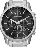 Armani Exchange Banks Chronograph Black Dial Silver Steel Strap Watch For Men - AX1720 Buy Now By Armani Exchange