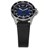 Emporio Armani Diver Three-Hand Quartz Blue Dial Blue Leather Strap Watch For Men - AR11516 Buy Now By Emporio Armani