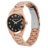Michael Kors Lennox Three Hand Black Dial Rose Gold Steel Strap Watch For Women - MK7392 Buy Now By Michael Kors