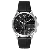 Emporio Armani Paolo Chronograph Black Dial Black Leather Strap Watch For Men - AR11530 Buy Now By Emporio Armani