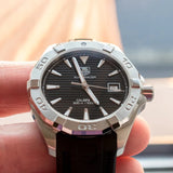 Tag Heuer Aquaracer Automatic Caliber 5 Black Dial Black Rubber Strap Watch for Men - WAY2110.FT8021 Buy Now By Tag Heuer