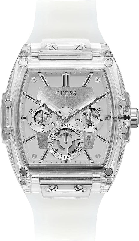 Guess Phoenix Multi Function Silver Dial White Rubber Strap Watch for Men - GW0203G1 Buy Now By Guess