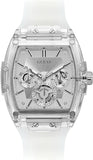 Guess Phoenix Multi Function Silver Dial White Rubber Strap Watch for Men - GW0203G1 Buy Now By Guess