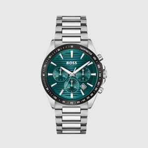 Hugo Boss Strike Chronograph Green Dial Silver Steel Strap Watch for Men - 1514241 Buy Now By Hugo Boss