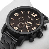 Fossil Nate Chrongraph Ion Plated Black Dial Black Steel Strap Watch for Men - JR1356 Buy Now By Fossil