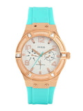 Guess Jet Setter White Dial Turquoise Silicone Strap Watch For Women - W0564L3 Buy Now By Guess