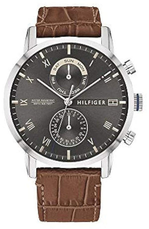 Tommy Hilfiger Kane Grey Dial Brown Leather Strap Watch for Men - 1710398 Buy Now By Tommy Hilfiger