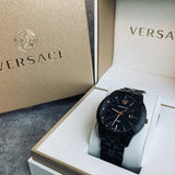 Versace Univers Quartz Black Dial Black Steel Strap Watch for Men - VEBK00618 Buy Now By Versace