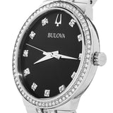 Bulova Diamond Accent Black Dial Silver Steel Strap Watch for Men - 96K106 Buy Now By Bulova