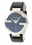 Gucci Interlocking G Iconic Black Dial Black Leather Strap Watch For Men - YA133205 Buy Now By Gucci