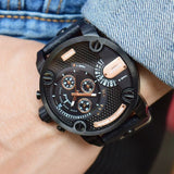 Diesel Little Daddy Chronograph Black Dial Black Leather Strap Watch For Men - DZ7291 Buy Now By Diesel