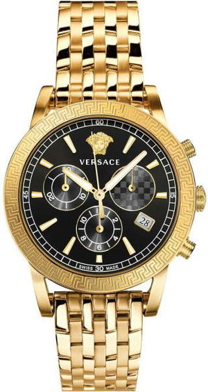 Versace Sport Tech Chronograph Black Dial Gold Steel Strap Watch for Men - VELT00419 Buy Now By Versace