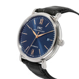 IWC Portofino Automatic Blue Dial Black Leather Strap Watch for Men - IW356523 Buy Now By IWC