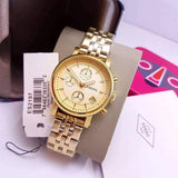 Fossil Boyfriend Chronograph Gold Dial Gold Steel Strap Watch for Women - ES2197 Buy Now By Fossil