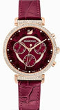 Swarovski Spring Flower Chronograph Red Dial Red Leather Strap Watch for Women - 5598689 Buy Now By Swarovski