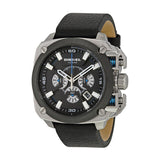 Diesel BAMF Chronograph Black Dial Black Leather Strap Watch For Men - DZ7345 Buy Now By Diesel