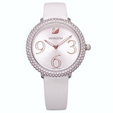 Swarovski Crystal Frost Silver Dial White Leather Strap Watch for Women - 5484070 Buy Now By Swarovski