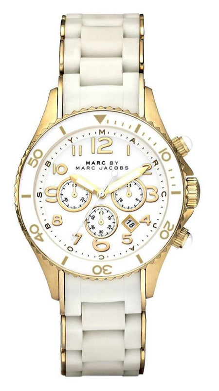 Marc Jacobs Rock Chronograph White Dial White Silicone Strap Watch for Women - MBM2546 Buy Now By Marc Jacobs