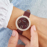 Swarovski Crystal Frost Red Dial Red Leather Strap Watch for Women - 5484064 Buy Now By Swarovski
