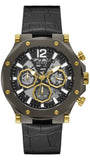 Guess Edge Chronograph Black Dial Black Leather Strap Watch For Men - GW0492G1