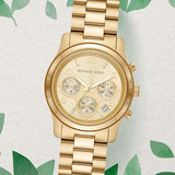 Michael Kors Runway Chronograph Gold Dial Gold Steel Strap Watch For Women - MK7323 Buy Now By Michael Kors
