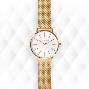 Michael Kors Auden Three Hand White Dial Gold Mesh Strap Watch for Women - MK7150 Buy Now By Michael Kors