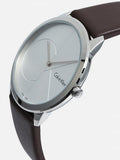 Calvin Klein Minimal Silver Dial Brown Leather Strap Watch for Men - K3M211G6 Buy Now By Calvin Klein