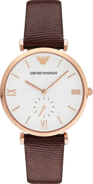 Emporio Armani Analog White Dial Brown Leather Strap Watch For Men - AR9042 Buy Now By Emporio Armani