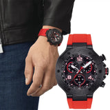 Tissot T Race Chronograph Black Dial Red Rubber Strap Watch For Men - T141.417.37.057.01 Buy Now By Tissot
