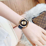 Versace Shadov Quartz Gold Dial Black Leather Strap Watch for Women - VEBM00318 Buy Now By Versace