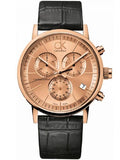 Calvin Klein Post Minimal Chronograph Rose Gold Dial Black Leather Strap Watch for Men - K7627201 Buy Now By Calvin Klein