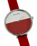 Calvin Klein Rise Yellow Red Dial Red Leather Strap Watch for Women - K7A231UP Buy Now By Calvin Klein