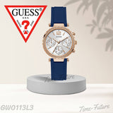 Guess Solstice Diamonds Silver Dial Blue Rubber Strap Watch for Women - GW0113L3 Buy Now By Guess