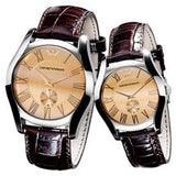 Emporio Armani Classic Quartz Beige Dial Brown Leather Strap Watch For Men - AR0646 Buy Now By Emporio Armani