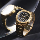 Guess Headliner Multifunction Black Dial Gold Steel Strap Watch For Men - GW0572G2 Buy Now By Guess