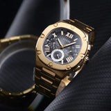 Guess Headliner Multifunction Black Dial Gold Steel Strap Watch For Men - GW0572G2 Buy Now By Guess