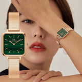 Daniel Wellington Quadro Studio Green Dial Rose Gold Mesh Strap Watch For Women - DW00100520 Buy Now By Daniel Wellington