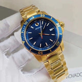 Movado Series 800 Blue Dial Gold Steel Strap Watch For Men - 2600144 Buy Now By Movado