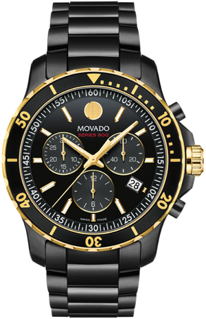 Movado Series 800 Chronograph Black Dial Black Steel Strap Watch For Men - 2600180 Buy Now By Movado