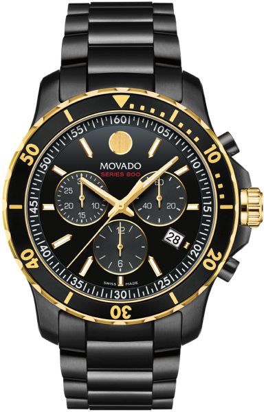 Movado Series 800 Chronograph Black Dial Black Steel Strap Watch For Men - 2600180 Buy Now By Movado